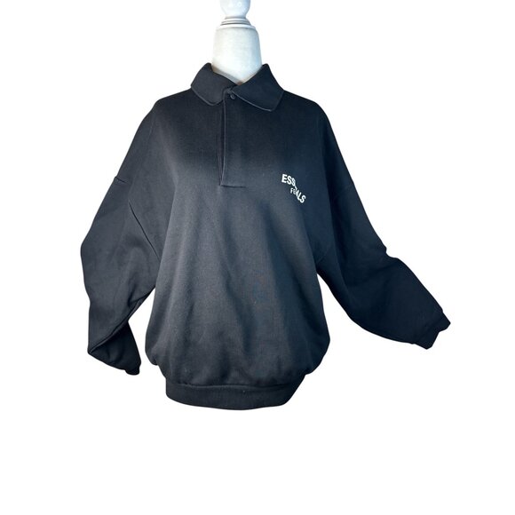 Fear of God ESSENTIALS Fleece Polo in Black Small New Womens Sweatshirt Pullover - Picture 6 of 15